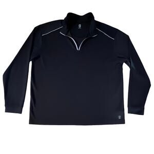 PGA Tour Black Quarter Zip Mock Neck Pullover White Trim Golf Athleisure Mens L
